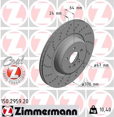 ZIMMERMANN 150.2959.20 | Fren Diski Arka Sol BMW G30 G31 G32 G11 G12 Delikli M Performance