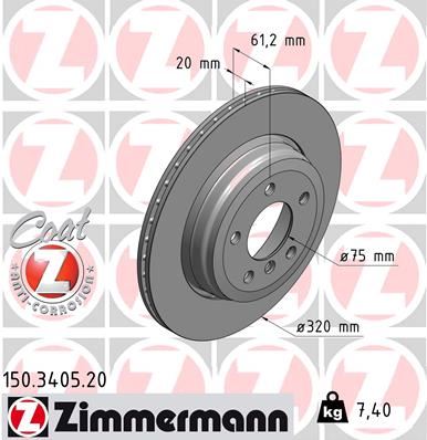 ZIMMERMANN 150.3405.20 | Fren Diski Arka Standart | 2 Adet