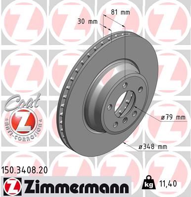 ZIMMERMANN 150.3408.20 | Fren Diski Ön BMW E65 E66