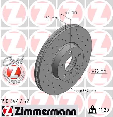 ZIMMERMANN 150.3447.52 | Fren Diski Ön BMW E70 F15 E71 F16 Delikli