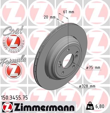 ZIMMERMANN 150.3455.75 | Fren Diski Arka Sol Formula Z