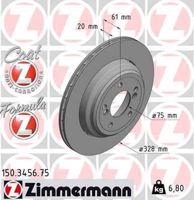 ZIMMERMANN 150.3456.75 | Fren Diski Arka Sağ Formula Z