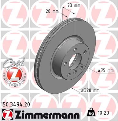 ZIMMERMANN 150.3494.20 | Fren Diski Ön BMW F25 F26