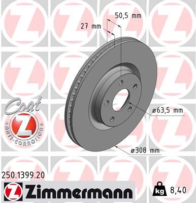 ZIMMERMANN 250.1399.20 | Ön Fren Disk Ayna Kuga III Dfk 19 > Focus IV 19 > | 2 Adet
