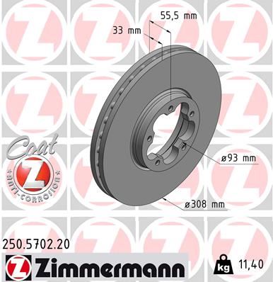 ZIMMERMANN 250.5702.20 | Ön Fren Aynası Ford Transit-Custom V-362-V-363 2.0 Ecoblue 18 > 308X33x5xhavalı