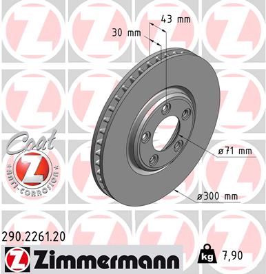 ZIMMERMANN 290.2261.20 | Ön Fren Aynası Jaguar Stype 2.7D 04-07 3.0V6 1999-2007 4.0 V8 99-02 4.2 V8 02-07 300X30x5dl 986478778-Df4105 | 2 Adet