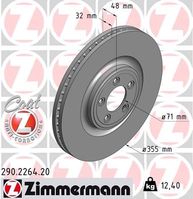 ZIMMERMANN 290.2264.20 | Fren Diski Ön Jaguar Xj X351 Xj X350 X358 Xf I X250 S-Type II X200 F-Type X152