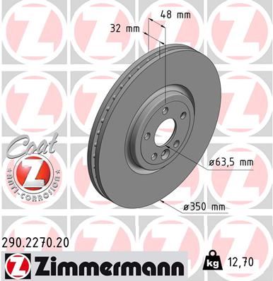 ZIMMERMANN 290.2270.20 | Fren Diski Ön 18 Land Rover Range Rover Velar L560 . Jaguar F-Pace X761 Xe X760 Xf X260