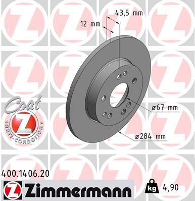 ZIMMERMANN 400.1406.20 | Fren Diski Standart | 2 Adet