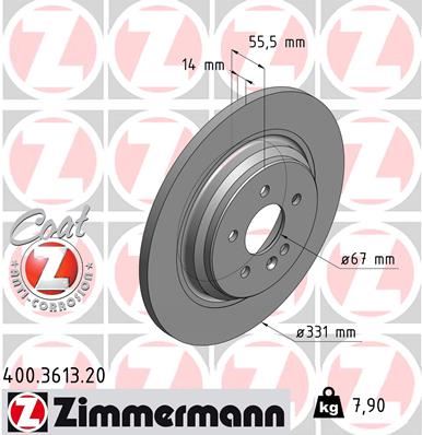ZIMMERMANN 400.3613.20 | Fren Diski Arka Mercedes Ml-Class W163 98 > 05 | 2 Adet