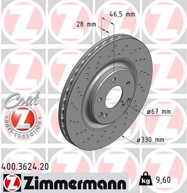 ZIMMERMANN 400.3624.20 | Fren Diski Ön Mercedes Amg W203 Cl203 S203 C209 A209 R171 | 2 Adet