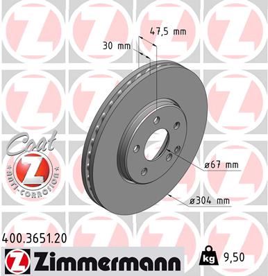 ZIMMERMANN 400.3651.20 | Fren Diski Ön 4-Matic Mercedes E-Class W211 S211 | 2 Adet