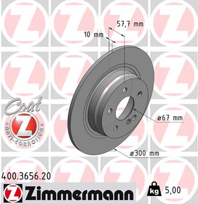 ZIMMERMANN 400.3656.20 | Fren Diski Arka Mercedes W204 S204 C204 C207 A207 | 2 Adet