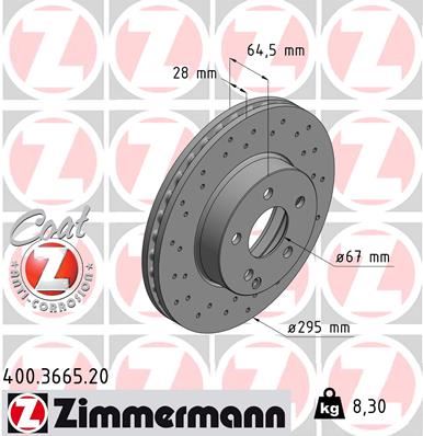 ZIMMERMANN 400.3665.20 | Fren Diski Ön Mercedes Amg W204 S204 C204 | 2 Adet