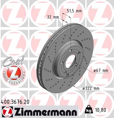 ZIMMERMANN 400.3676.20 | Fren Diski Ön Mercedes CLS-Class C218 X218
