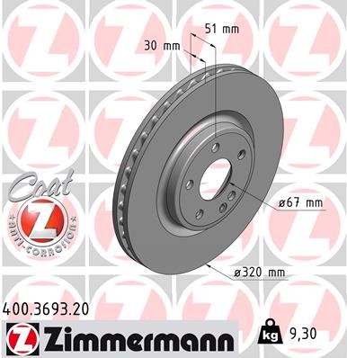ZIMMERMANN 400.3693.20 | Fren Diski Ön Mercedes W176 W246 C117 X117 X156 | 2 Adet