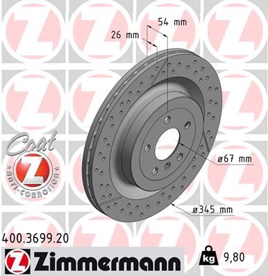 ZIMMERMANN 400.3699.20 | Fren Diski Arka Mercedes X166 W166 C292 | 2 Adet