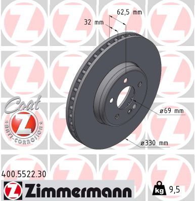 ZIMMERMANN 400.5522.30 | Fren Diski Ön Mercedes W205 S205 C205 A205 W213 S213 C238 A238 X253 C253 | 2 Adet