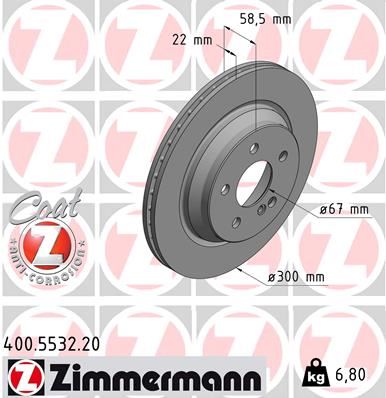 ZIMMERMANN 400.5532.20 | Fren Diski Arka Mercedes W221 R230 | 2 Adet