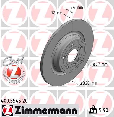 ZIMMERMANN 400.5545.20 | Fren Diski Arka Mercedes W177 V177 W247 C118 X118 H247 X247 Spor Tip | 2 Adet
