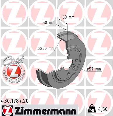 ZIMMERMANN 430.1787.20 | Arka Fren Kampanası Opel Astra G-Astra H Corsa C 230X48.5X4 4Dl | 2 Adet