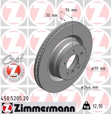 ZIMMERMANN 450.5205.20 | Fren Diski Ön Land Rover Range Rover III L322 02 > 12