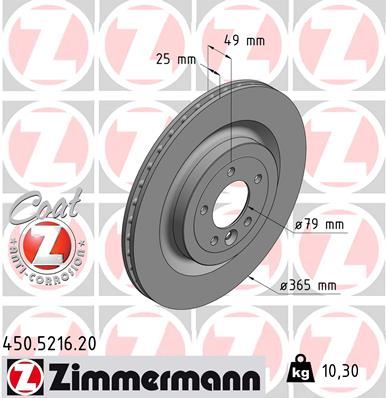 ZIMMERMANN 450.5216.20 | Fren Diski Arka Land Rover Range Rover L405 L494
