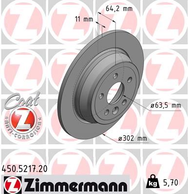 ZIMMERMANN 450.5217.20 | Fren Diski Arka Land Rover Freelander II L359 | 2 Adet