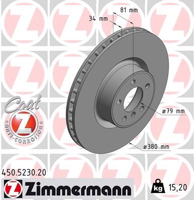 ZIMMERMANN 450.5230.20 | Fren Diski Ön Land Rover Range Rover III L322