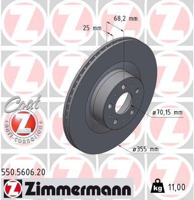ZIMMERMANN 550.5606.20 | Fren Disk Tesla Model Y 5Yjy Ev 19 > | 1 Adet