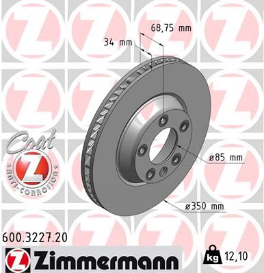 ZIMMERMANN 600.3227.20 | Fren Diski Ön Sağ Touareg Q7-Cayanne 350×34