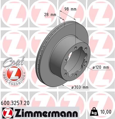 ZIMMERMANN 600.3257.20 | Fren Diski Crafter 2.0 TDI | 2 Adet
