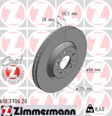 ZIMMERMANN 610.3706.20 | Fren Diski Ön Standart | 2 Adet