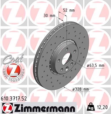 ZIMMERMANN 610.3717.52 | Fren Diski Ön Volvo Xc60 08 > Ölçüler: 328X30x28 Delikli