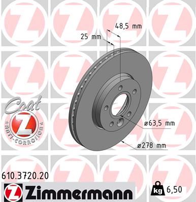 ZIMMERMANN 610.3720.20 | Ön Fren Aynası Volvo V40 D2 D3 D4 T2 T3 T4 T5 Hatchb Hava Kanallı Kaplamalı Yüksek Karbon Alaşımlı 986479699 | 2 Adet