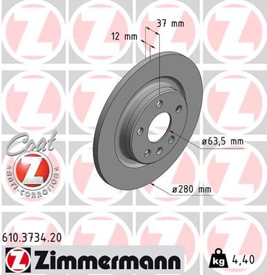 ZIMMERMANN 610.3734.20 | Arka Fren Aynası Volvo Xc40 2017 > 2020 > Cap 280 X5 Bjn | 2 Adet