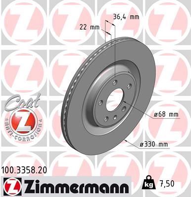 ZIMMERMANN 100.3358.20 | Fren Diski Arka A4 A5 A6 A7 Q5 Touareg 09 > Macan | 2 Adet
