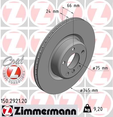 ZIMMERMANN 150.2921.20 | Fren Diski Arka Standart | 2 Adet