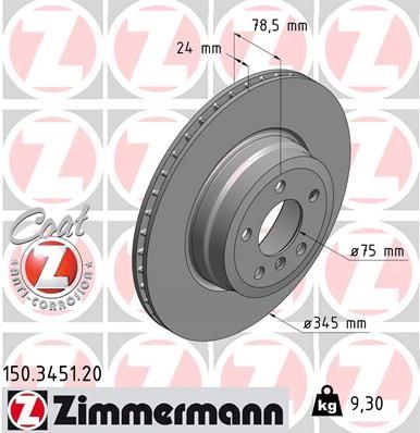 ZIMMERMANN 150.3451.20 | Fren Diski Arka Standart | 2 Adet