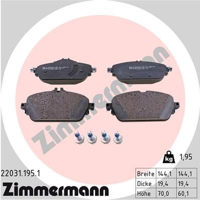 ZIMMERMANN 22031.195.1 | Fren Balatası Ön Mercedes W205/W213