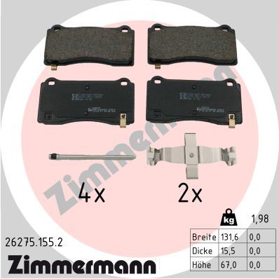 ZIMMERMANN 26275.155.2 | Fren Baltası Ön Tesla Model 3 Model Y 2019 >