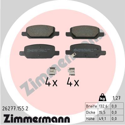 ZIMMERMANN 26277.155.2 | Fren Baltası Arka Tesla Model 3 Model Y 2019 >