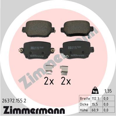 ZIMMERMANN 26372.155.2 | Fren Baltası Arka Tesla Model 3 Model Y 2019 >