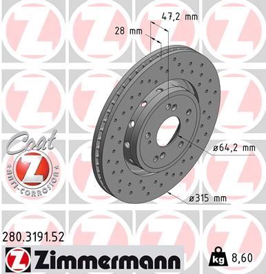 ZIMMERMANN 280.3191.52 | Fren Diski Sport | 2 Adet