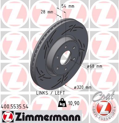 ZIMMERMANN 400.5535.54 | Nissan Navara 21-Performans Cizgili Desenli Ön Fren Diski Kaplamalı 320*6 | 2 Adet