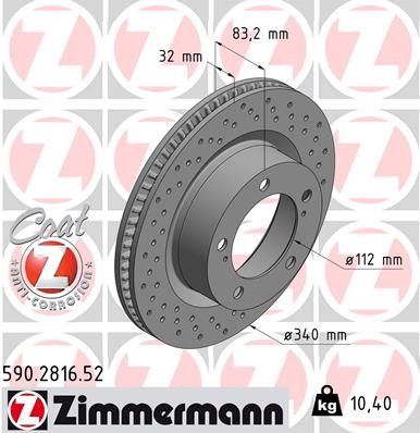 ZIMMERMANN 590.2816.52 | Fren Diski Ön Sport Land Cruiser 200 2007 > 340 Çap | 2 Adet