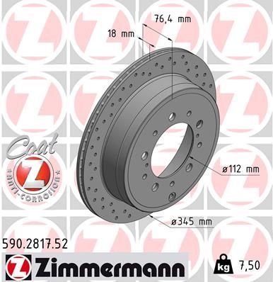 ZIMMERMANN 590.2817.52 | Fren Diski Arka Sport Land Cruiser 2007 > 345 Çap | 2 Adet