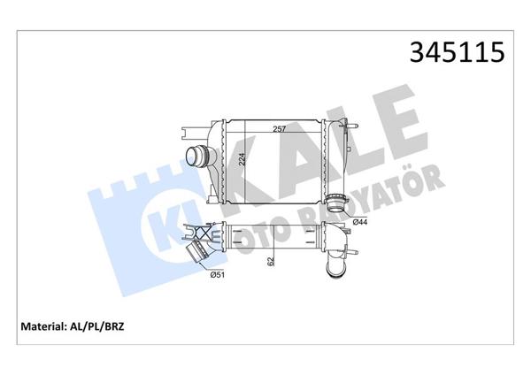 KALE RADYATÖR 345115 | Turbo Radyatörü İntercooler Renault Clio IV Captur Dacia Dokker Duster Logan II 1.2-1.5 12 >