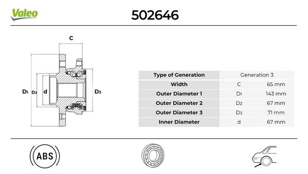 VALEO 502646 | Porya Arka (Rulmanlı) A-Class W169 04 > 12 B-Class W245 05 > 11