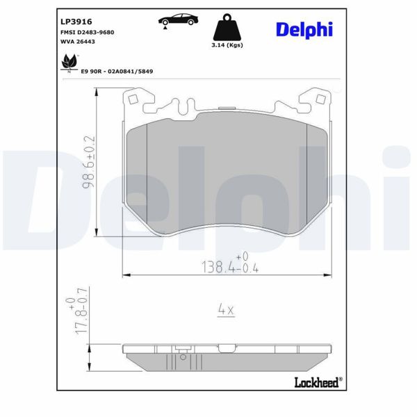 DELPHI LP3916 | Fren Balatası Ön Mercedes-Benz C-Series 04 / 2022 >